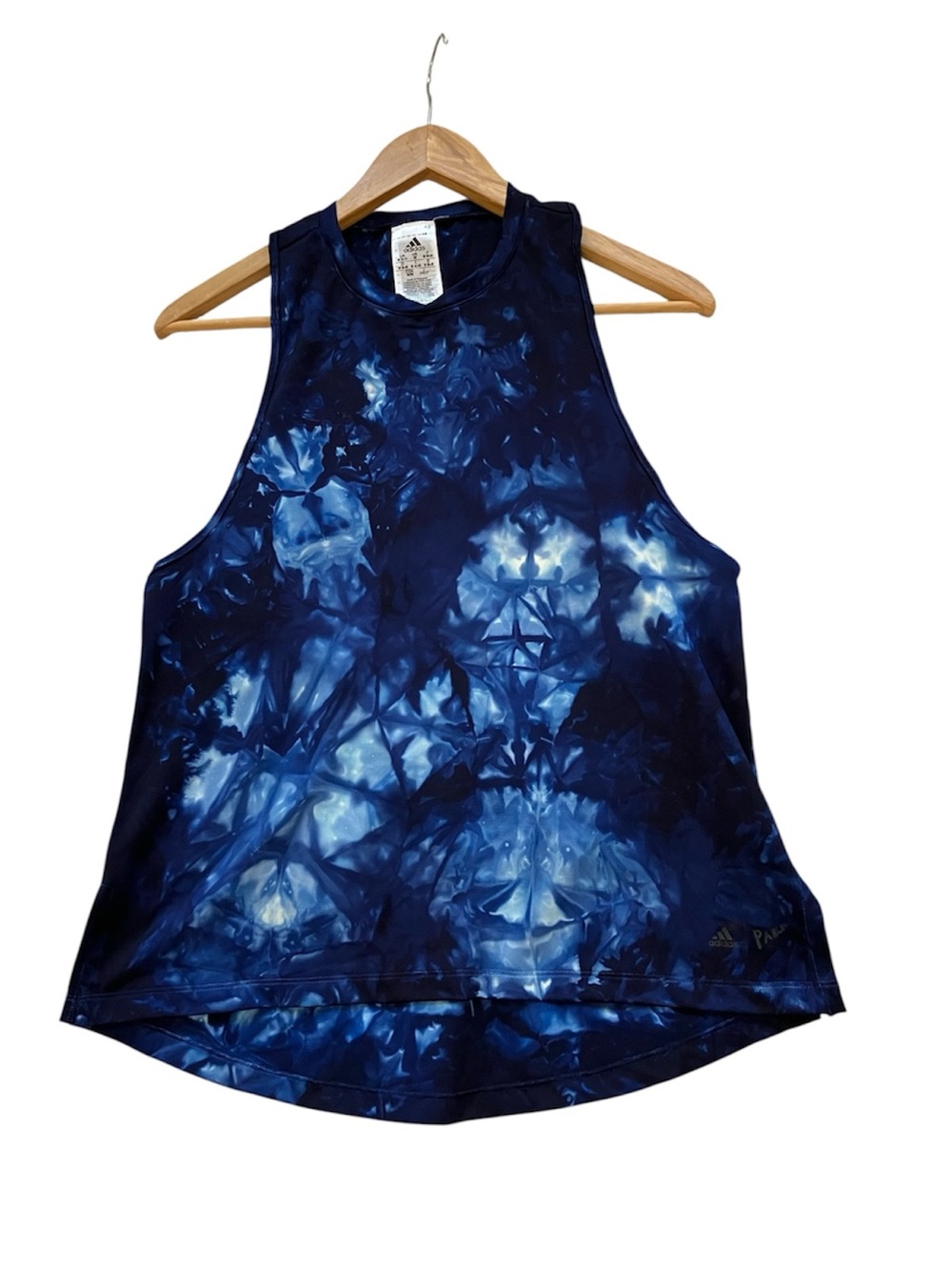 adidas Parley Blue Tie-Dye Racerback Training Tank Top size M